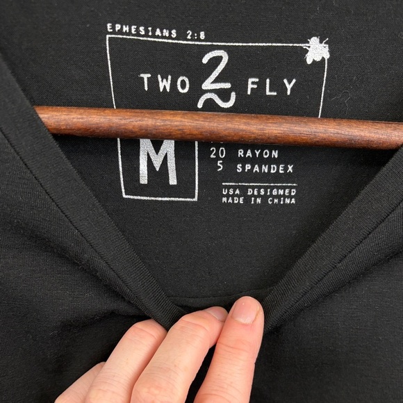 Black Short Sleeve Tee with Relaxed Fit and Decorative Shoulders - Picture 3 of 4